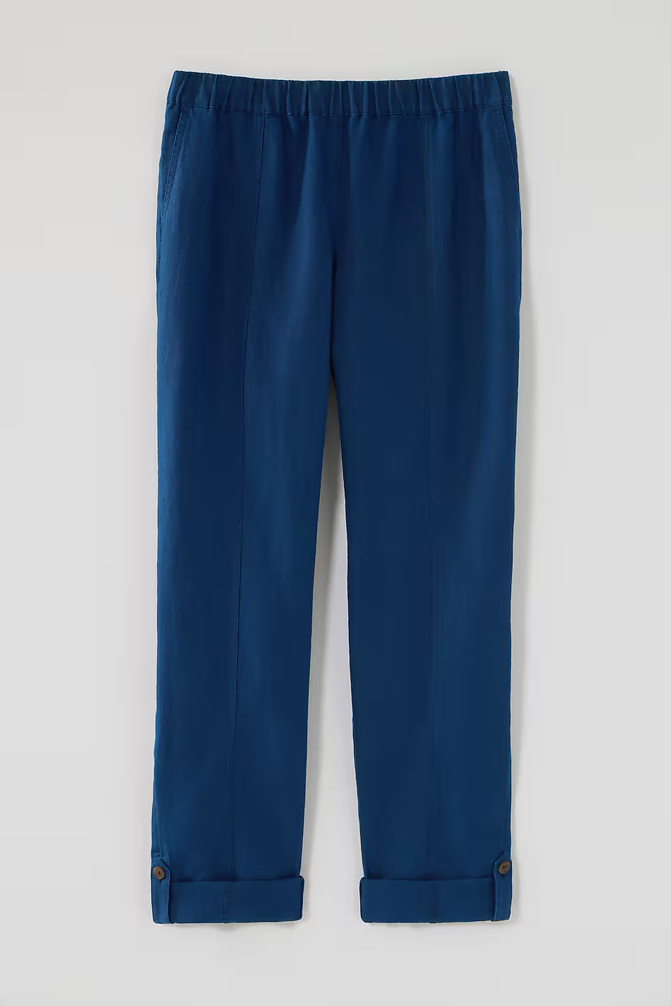 Linen Rolled-Cuff Straight-Leg Pants