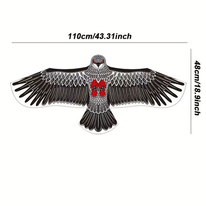 1pc Grande Cerf-Volant Aigle avec Plumes Vibrantes - Envergure de 3.9 pieds, Ligne Résistante de 98 pieds, Parfait pour la Plage, le Parc et les Activités Familiales en Plein Air