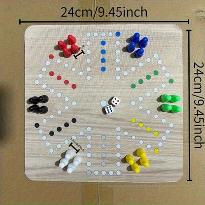 Jeu d'Échecs Volants pour 6 Joueurs - Grand Tapis de Souris de 9.45 pouces avec Plateau en Caoutchouc Coloré, 24 Pièces aux 6 Couleurs Vives, 2 Dés, Idéal pour les Réunions Familiales et Divertissement Festif