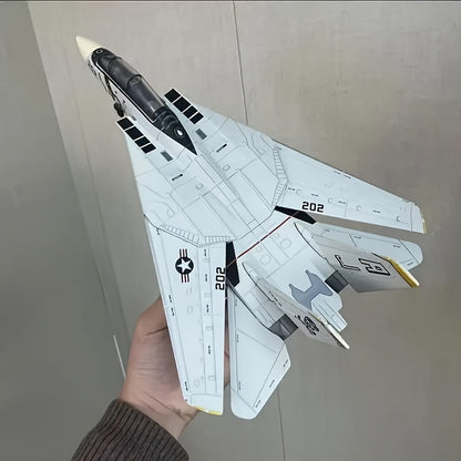 Modèle de Chasseur F-14 - Modèle d'Avion Détailé avec Support, Idéal pour les Passionnés Militaires & Cadeau Parfait, Kit de Construction Avion Militaire | Modèle Réaliste d'Aéronef | Kit de Modélisme Aérien