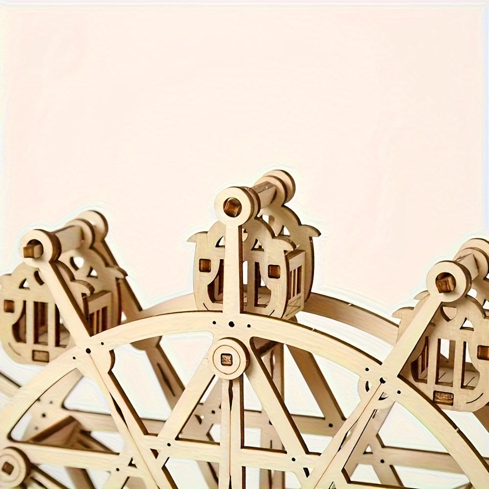 183pcs Puzzle en Bois 3D avec Boîte à Musique Grande Roue LED - Design de Carrousel Intricat, Multicolore, Idéal pour Adultes & Collectionneurs, Cadeau Parfait pour Noël, Halloween, Thanksgiving, Artisanat en Bois