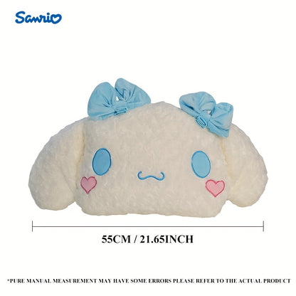 Pour l'oreiller en peluche for cinnamoroll - Coussin de chien de dessin animé mignon avec nœud bleu et yeux de cœur, tissu blanc doux, parfait pour la décoration de la chambre et du salon, cadeau idéal pour un couple ou les vacances, oreiller mignon