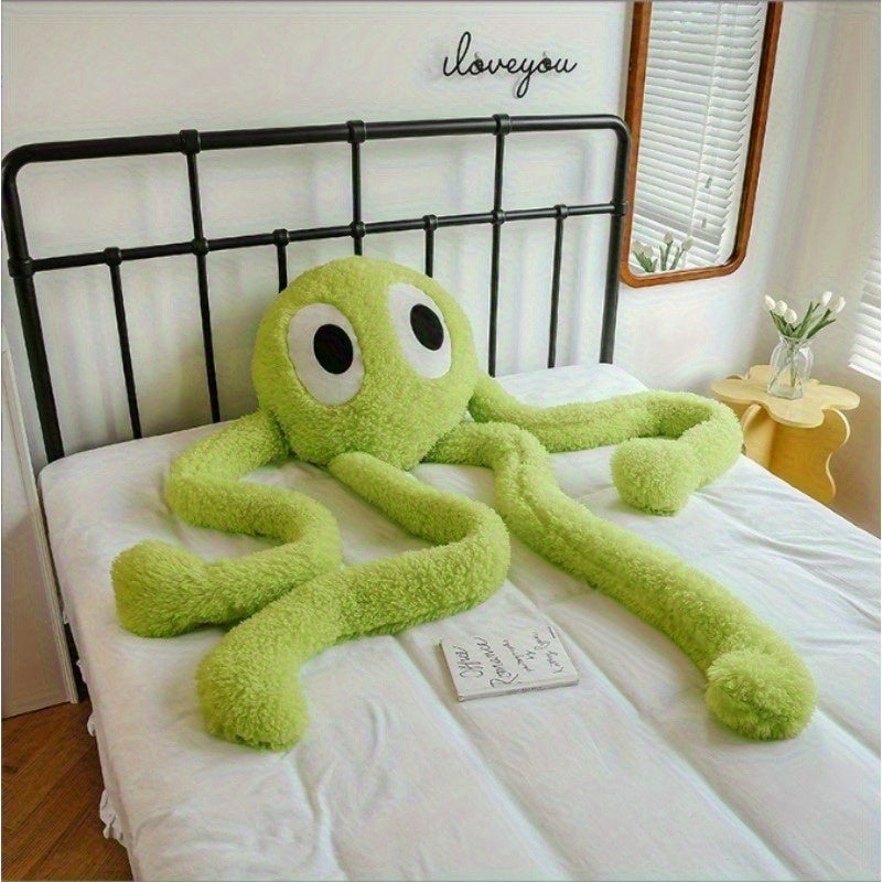 Adorable Coussin Peluche de Pieuvre à Longues Pattes Vert – Jouet Animal en Peluche Mignon avec Grands Yeux, Parfait pour la Fête des Mères, Anniversaires, Pâques & Cadeaux de Vacances, Décoration Confortable pour la Maison, Décor de Salle de Bain Octopus