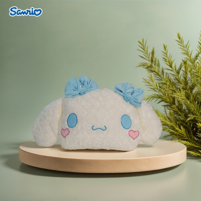 Pour l'oreiller en peluche for cinnamoroll - Coussin de chien de dessin animé mignon avec nœud bleu et yeux de cœur, tissu blanc doux, parfait pour la décoration de la chambre et du salon, cadeau idéal pour un couple ou les vacances, oreiller mignon