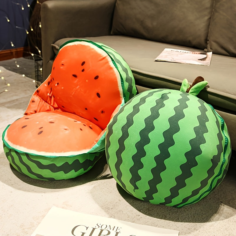 1pièce Oreiller de pastèque de simulation créative et nouvelle, décor de maison en peluche de pastèque de dessin animé, oreiller de canapé de fruits mignons, adapté pour dormir au lit, salon, bureau