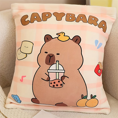 Adorable ! Ensemble de Coussins en Forme de Capybara Arrive. Plusieurs Pièces dans un Sac à Carreaux Rose avec Fenêtre Transparente pour des Visages Mignons Vus. Parfait pour la Décoration Maison ou comme Coussins Confort Quotidiens