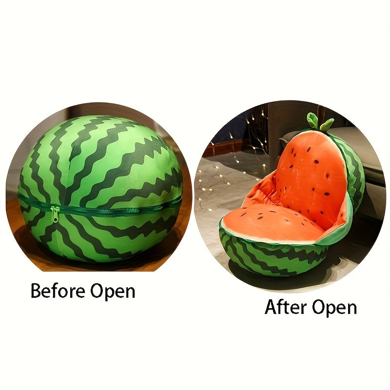 1pièce Oreiller de pastèque de simulation créative et nouvelle, décor de maison en peluche de pastèque de dessin animé, oreiller de canapé de fruits mignons, adapté pour dormir au lit, salon, bureau
